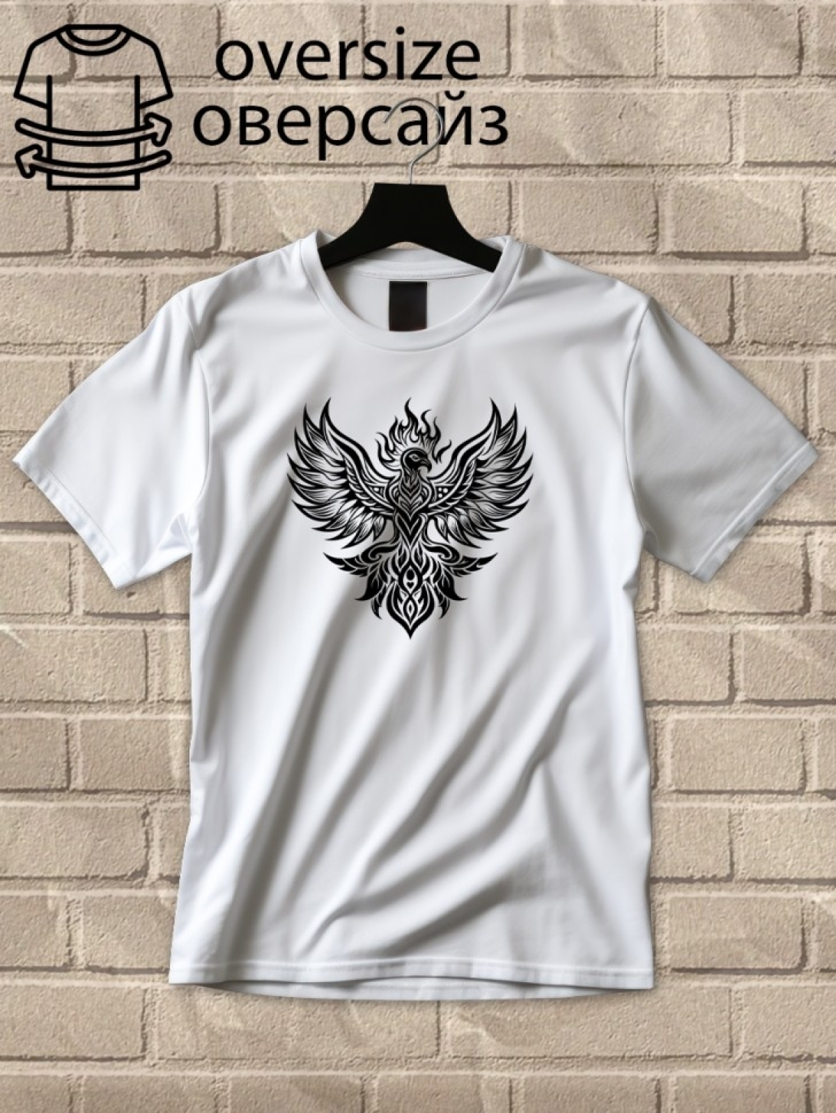 Футболка оверсайз принтом красивая птица
