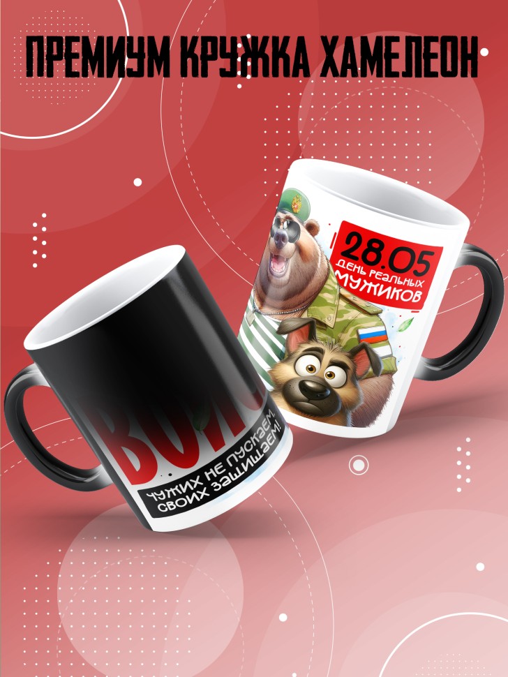 Кружка хамелеон С днем пограничных войск мужчине в подарок 