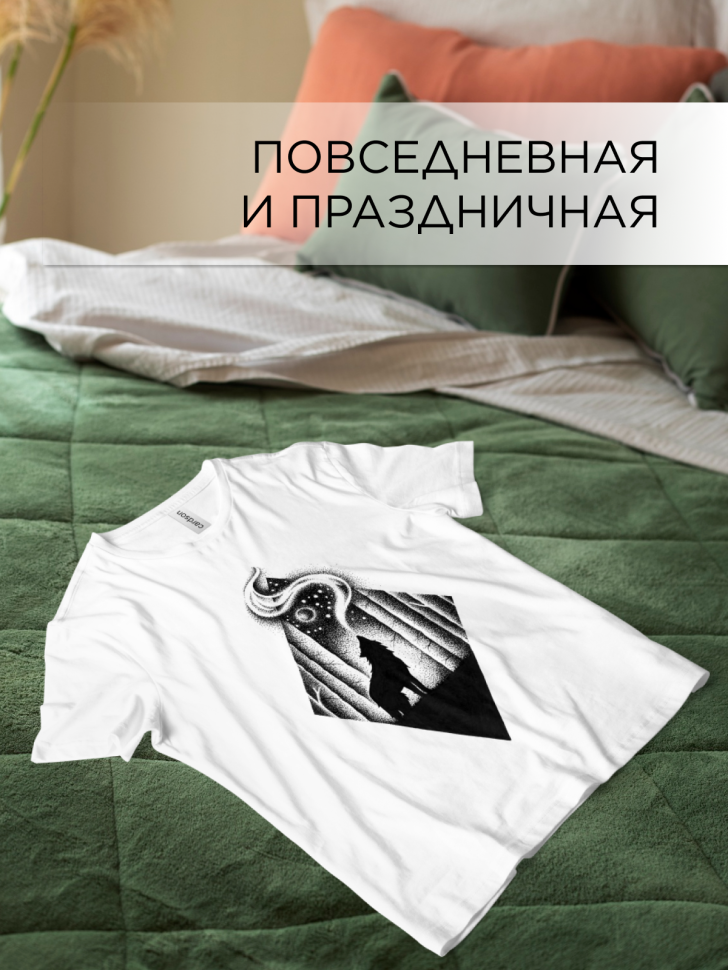 Футболка оверсайз универсальная с принтом Волк Футболка оверсайз универсальная с принтом Волк