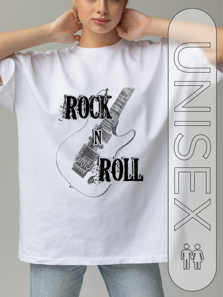 Футболка оверсайз с принтом повседневная рок-н-ролл
