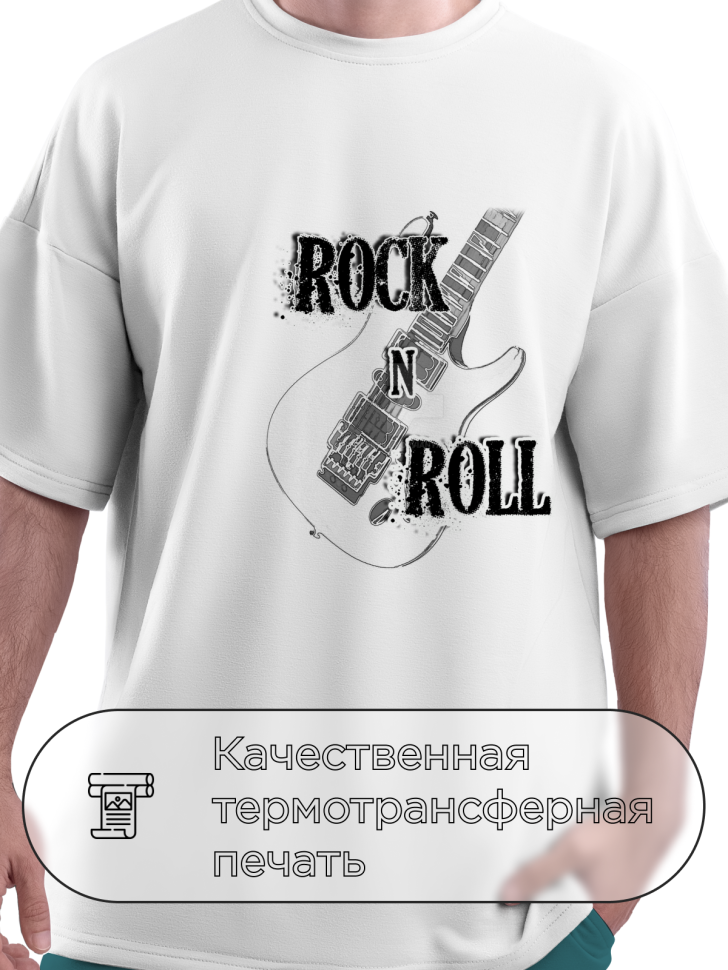 Футболка оверсайз с принтом повседневная рок-н-ролл