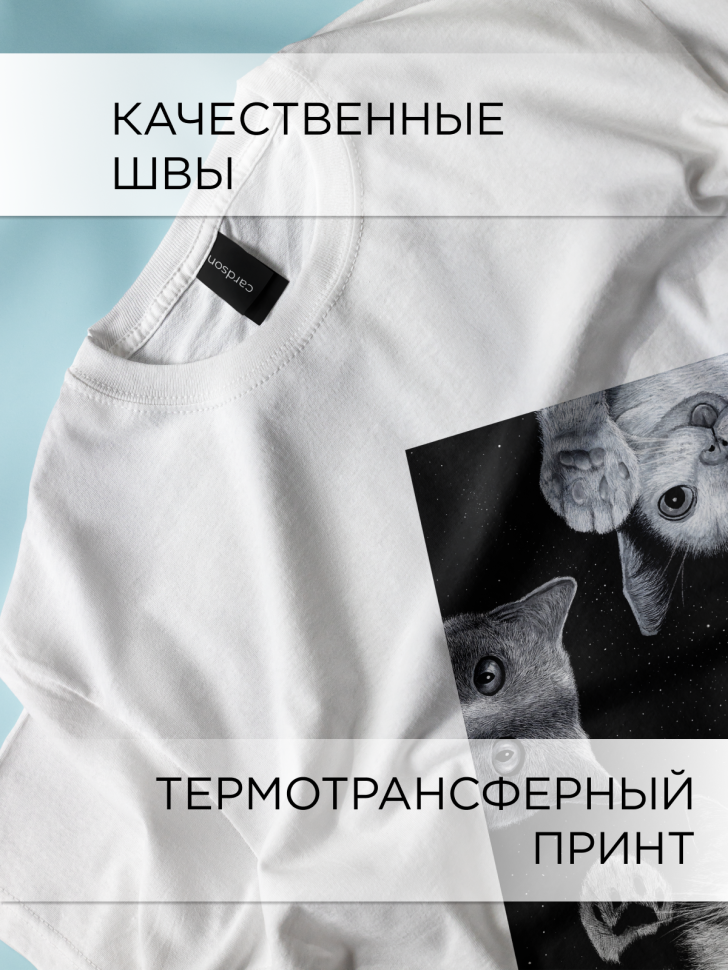 Футболка оверсайз универсальная с принтом 4 кота Футболка оверсайз универсальная с принтом 4 кота