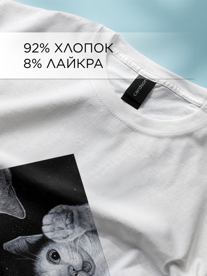 Футболка оверсайз универсальная с принтом 4 кота Футболка оверсайз универсальная с принтом 4 кота