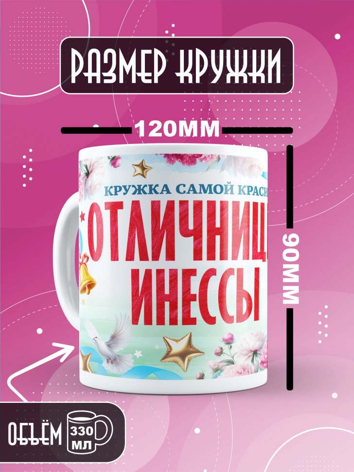 Кружка именная для школьницы Инессы