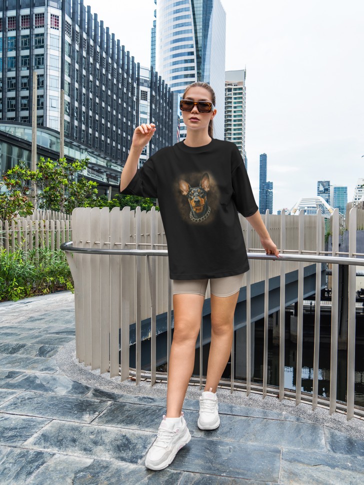 Футболка оверсайз женская с принтом добер Футболка оверсайз женская с принтом добер