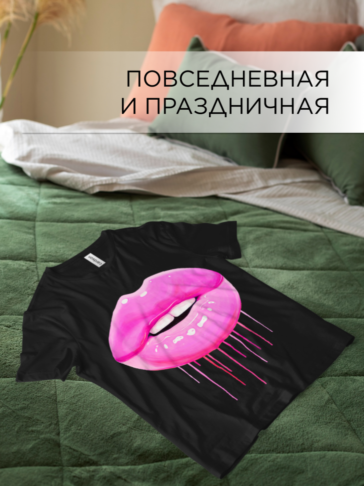 Футболка оверсайз универсальная с принтом Губы