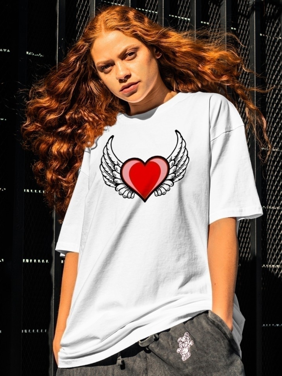 Футболка оверсайз с принтом сердце 2 Футболка оверсайз с принтом сердце 2