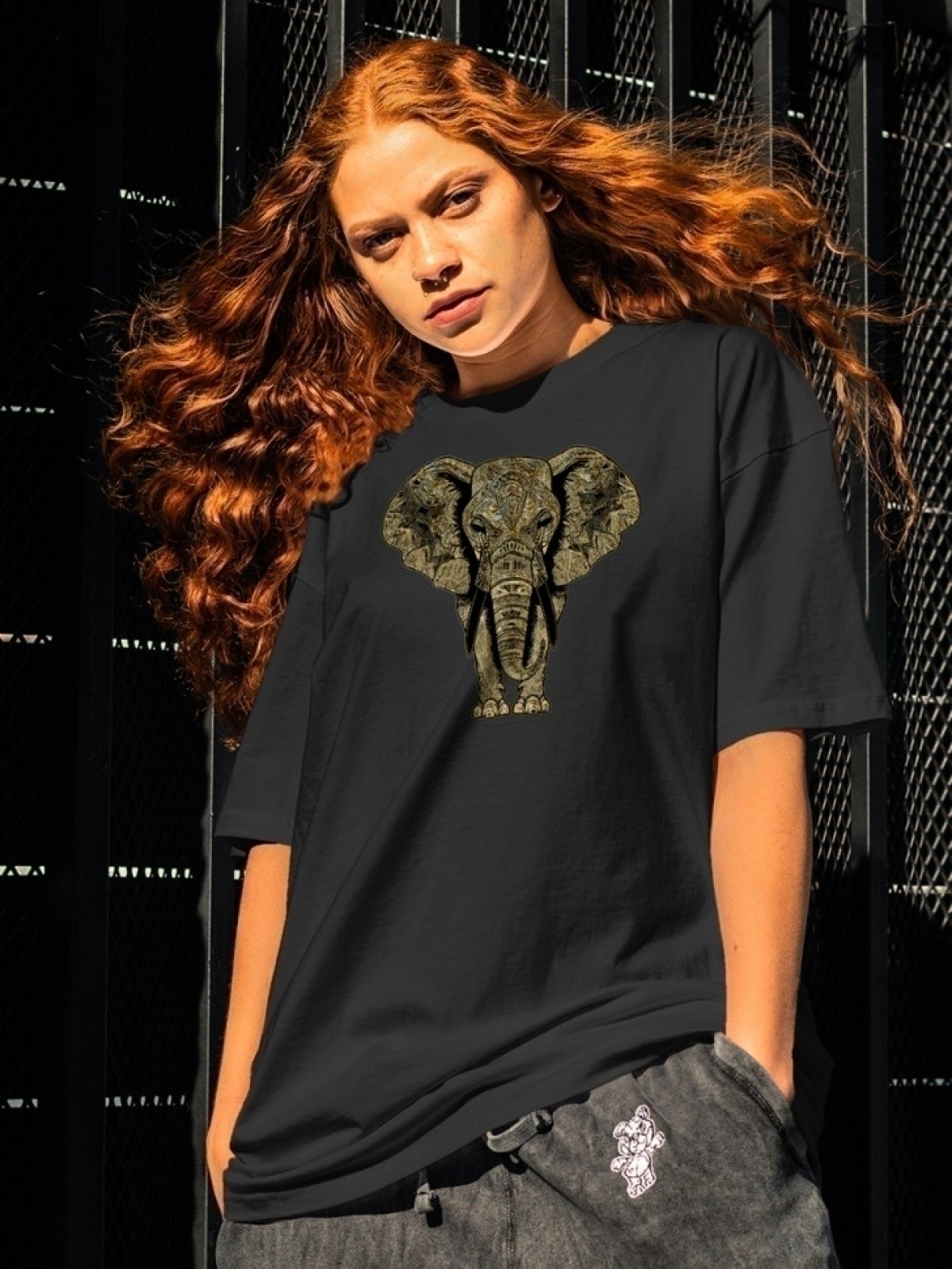 Футболка оверсайз принтом индийский слон 3