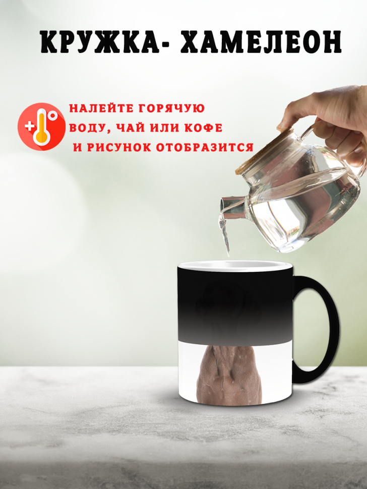 Кружка хамелеон керамическая для чая с принтом веймаранер