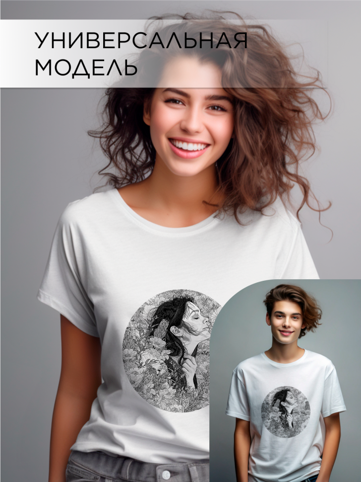 Футболка оверсайз универсальная с принтом Девушка Круг