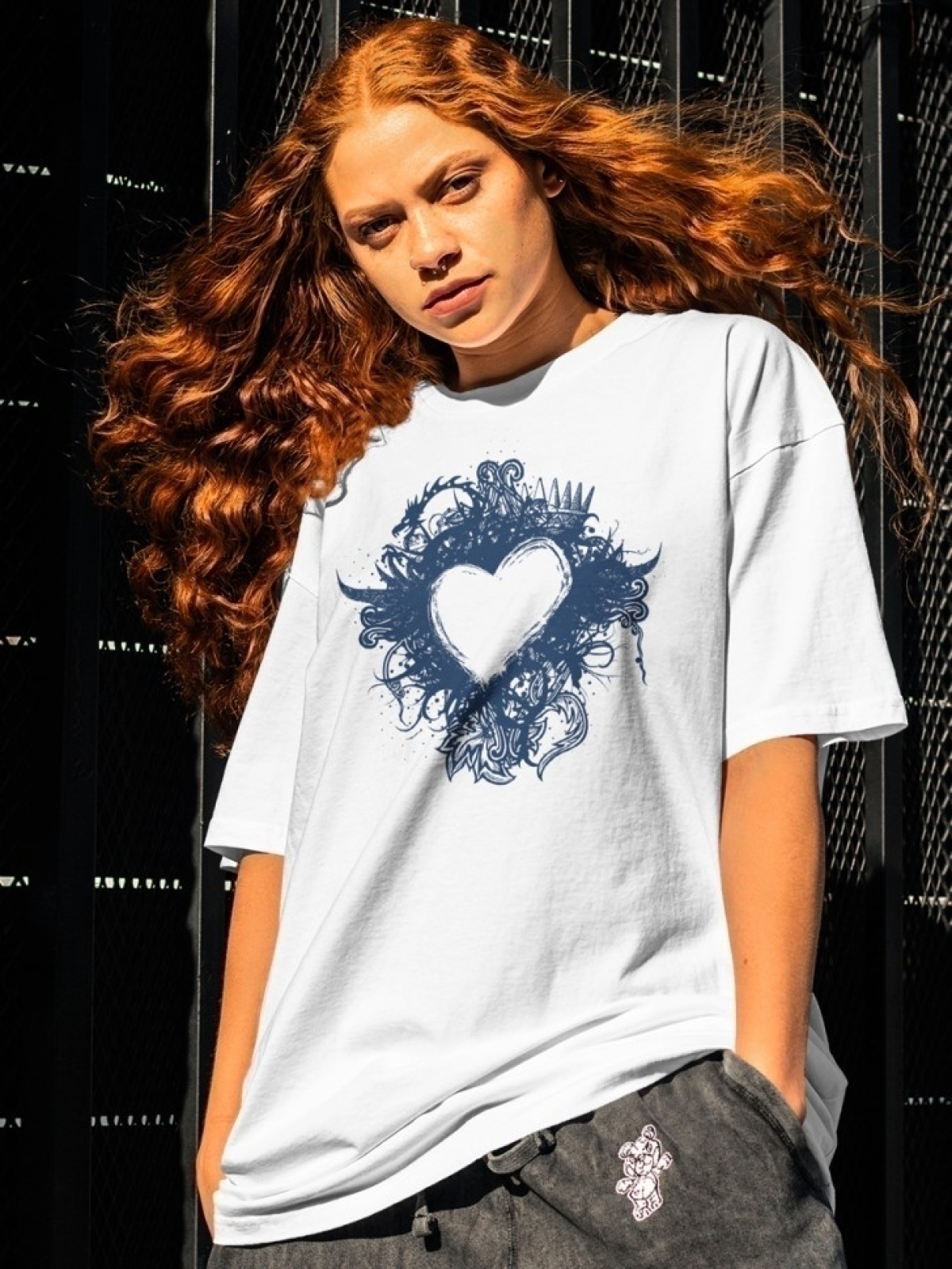 Футболка оверсайз с принтом сердце 3 Футболка оверсайз с принтом сердце 3