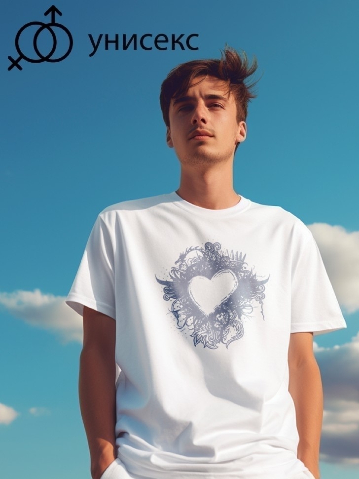 Футболка оверсайз с принтом сердце 3