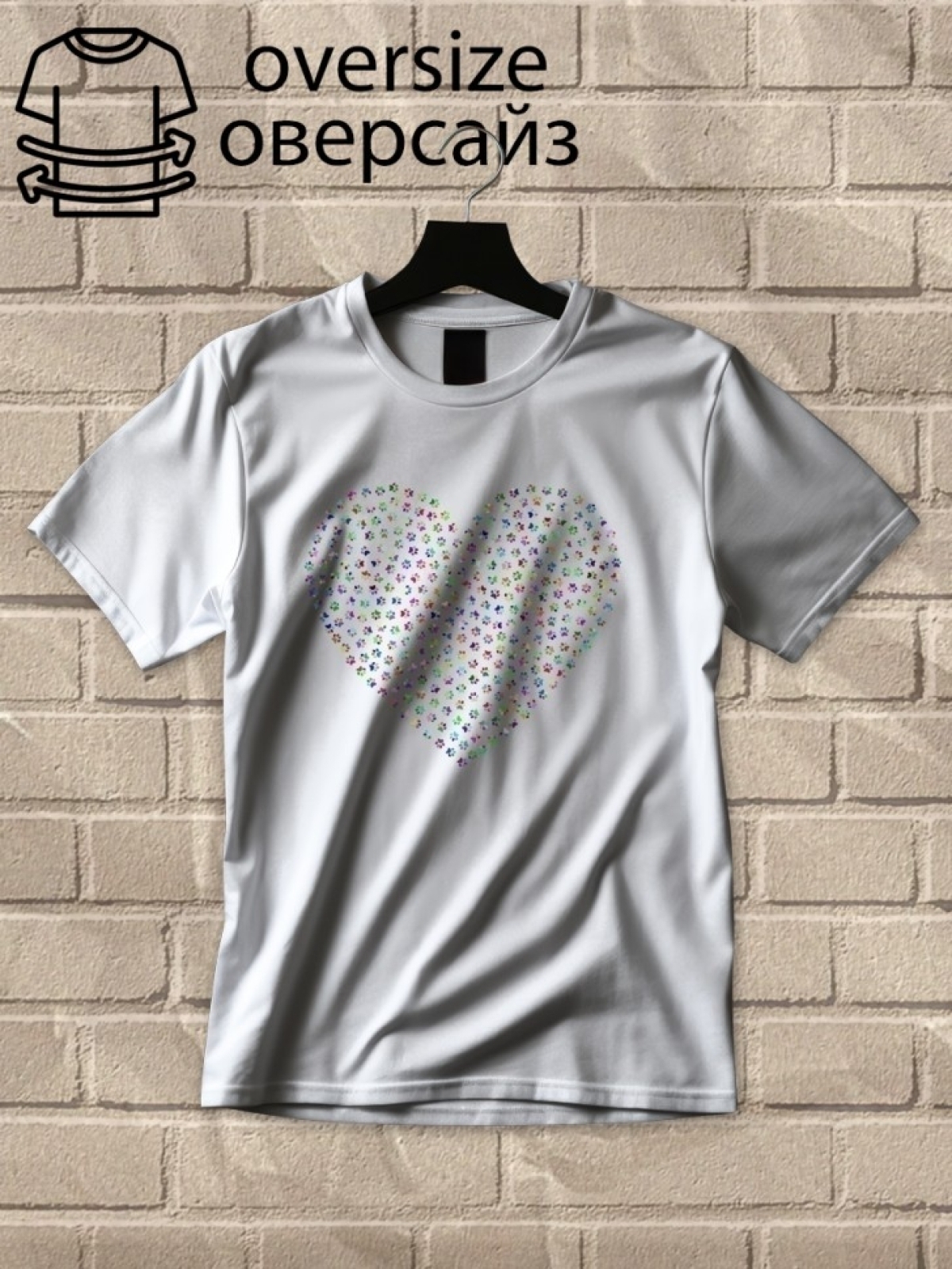 Футболка оверсайз с принтом сердце 4