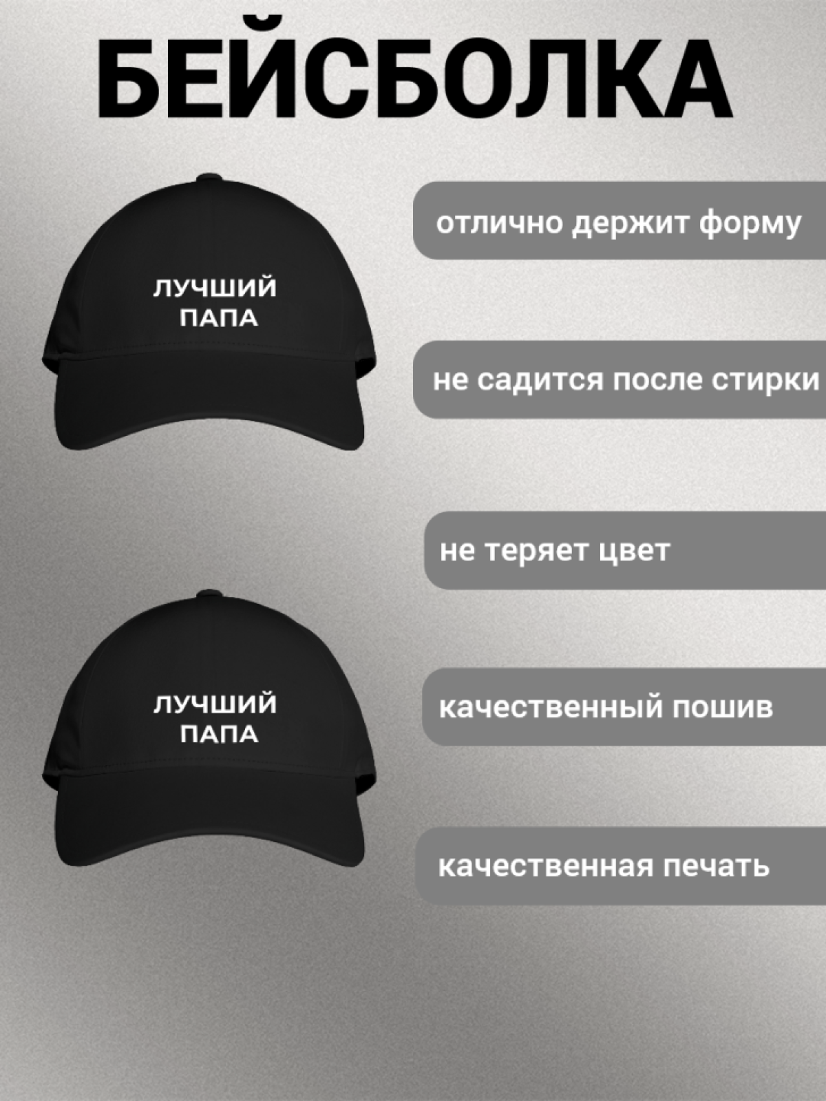 Бейсболка мужская с надписью "Лучший папа"