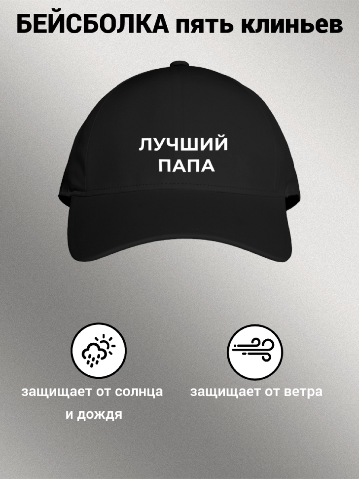 Бейсболка мужская с надписью "Лучший папа"