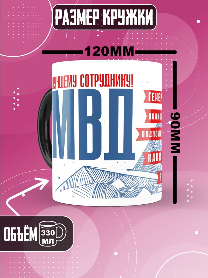 Кружка хамелеон с принтом на день МВД мужчине в подарок  