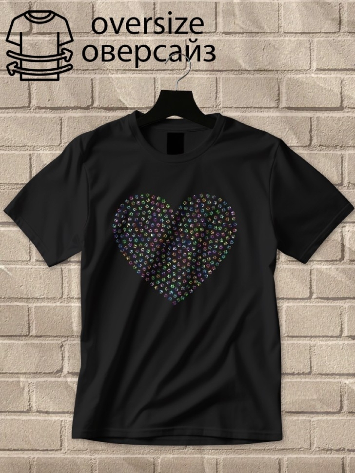 Футболка оверсайз с принтом сердце 4
