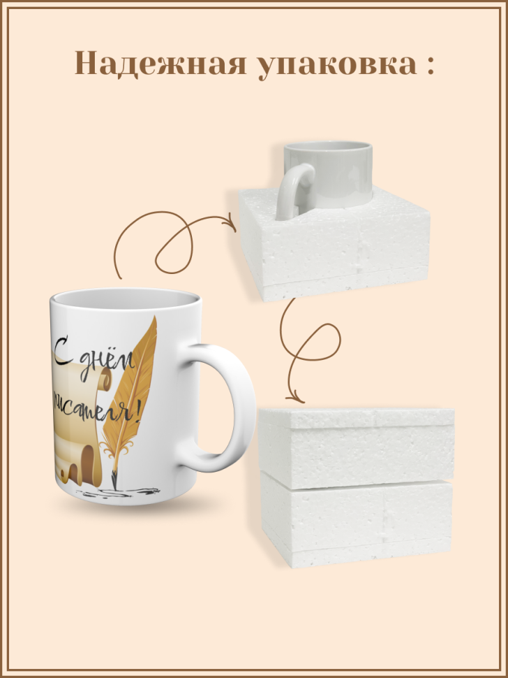 Кружка с рисунком День писателя для чая кофе 