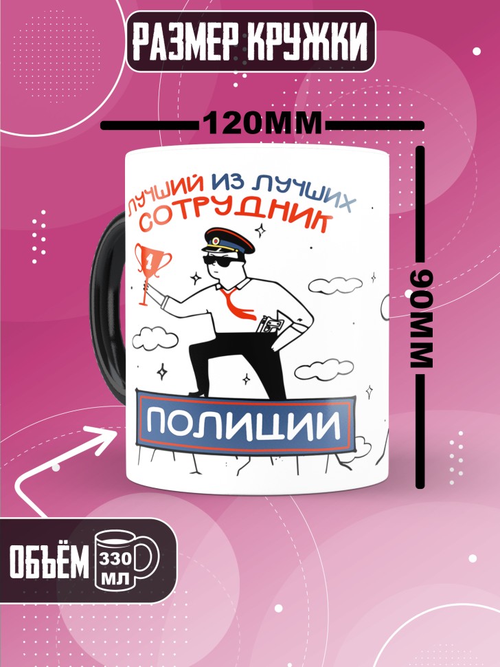 Кружка хамелеон с принтом на день полиции мужчине в подарок Кружка хамелеон с принтом на день полиции мужчине в подарок