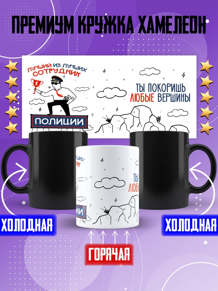 Кружка хамелеон с принтом на день полиции мужчине в подарок Кружка хамелеон с принтом на день полиции мужчине в подарок