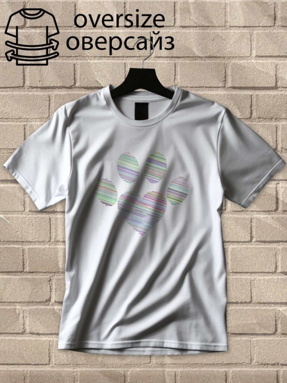 Футболка оверсайз с принтом сердце 5