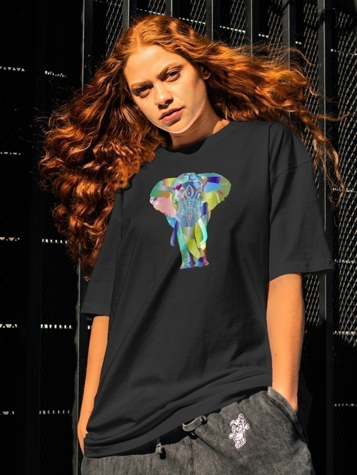 Футболка оверсайз принтом индийский слон 4 Футболка оверсайз принтом индийский слон 4