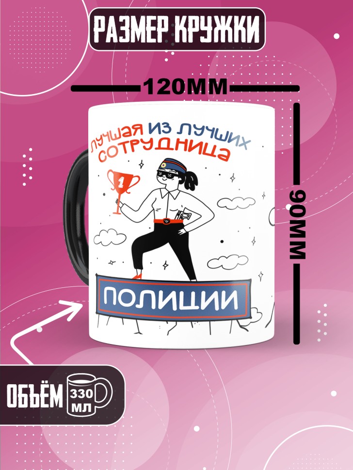 Кружка хамелеон с принтом на день полиции женщине в подарок Кружка хамелеон с принтом на день полиции женщине в подарок