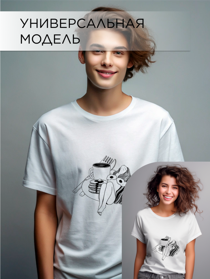 Футболка оверсайз универсальная с принтом Яичница