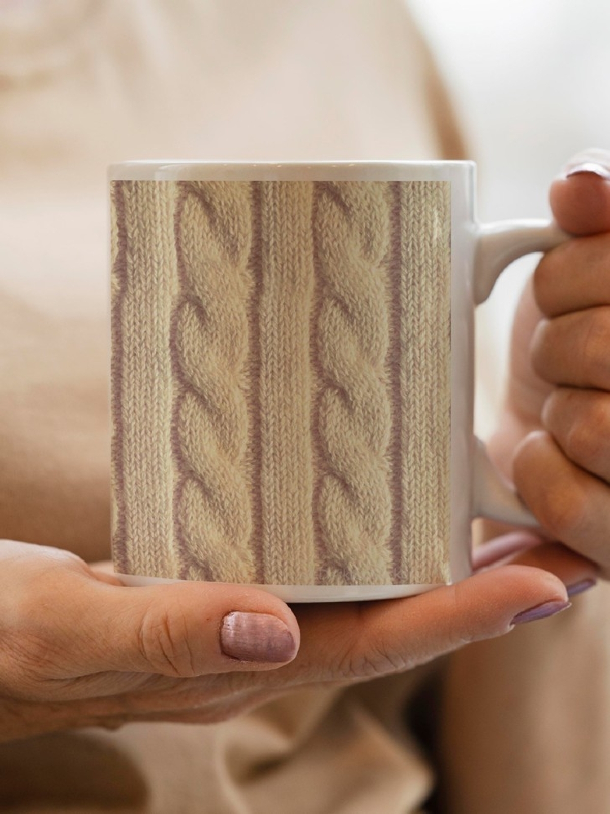 Кружка новогодняя подарочная белые косы