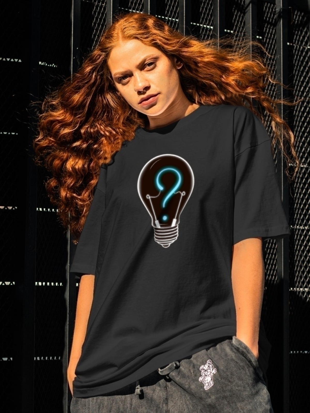 Футболка оверсайз с принтом идея лампочка 3 Футболка оверсайз с принтом идея лампочка 3