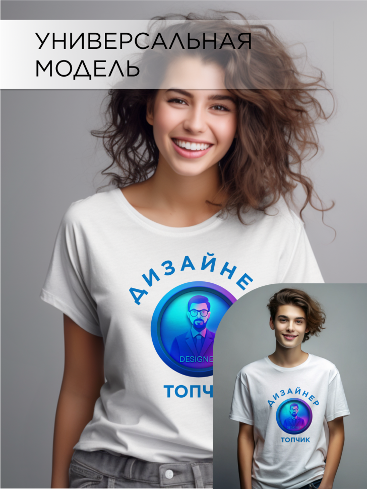 Футболка оверсайз с принтом Дизайнер топчик 1 белая