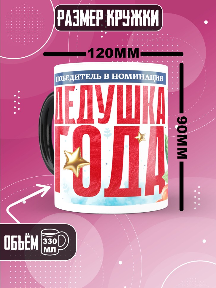 Кружка хамелеон с надписью любимому дедушке 