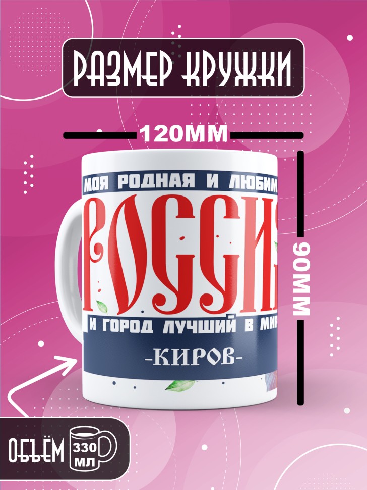 Кружка с принтом и надписью лучший город Киров