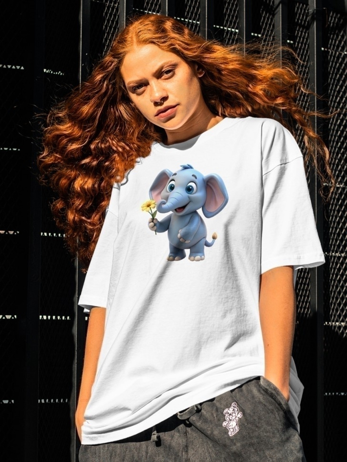 Футболка оверсайз принтом индийский слон 5 Футболка оверсайз принтом индийский слон 5