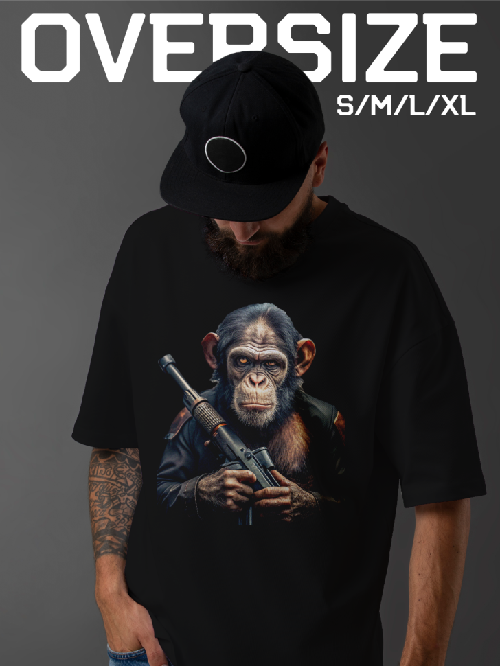 Футболка оверсайз мужская с принтом обезьяна