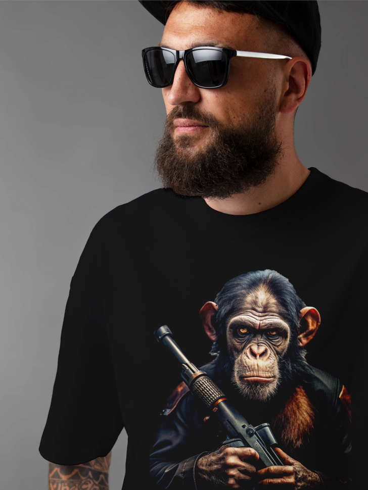 Футболка оверсайз мужская с принтом обезьяна