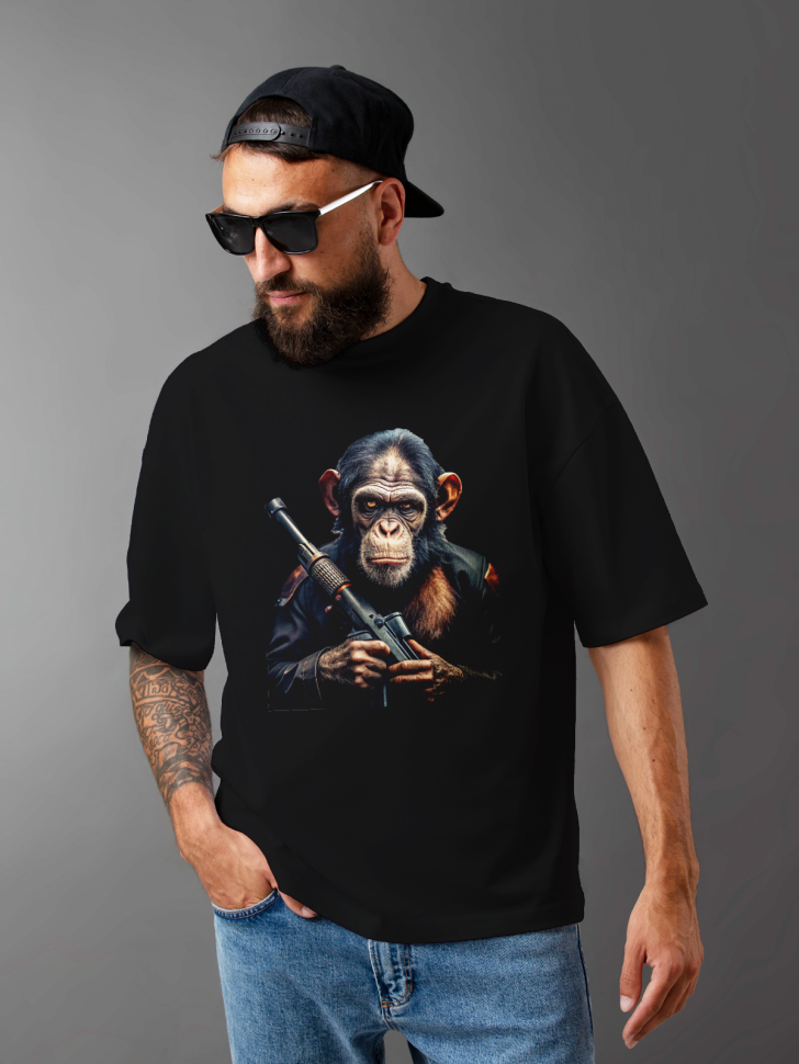 Футболка оверсайз мужская с принтом обезьяна