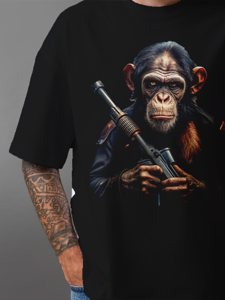 Футболка оверсайз мужская с принтом обезьяна