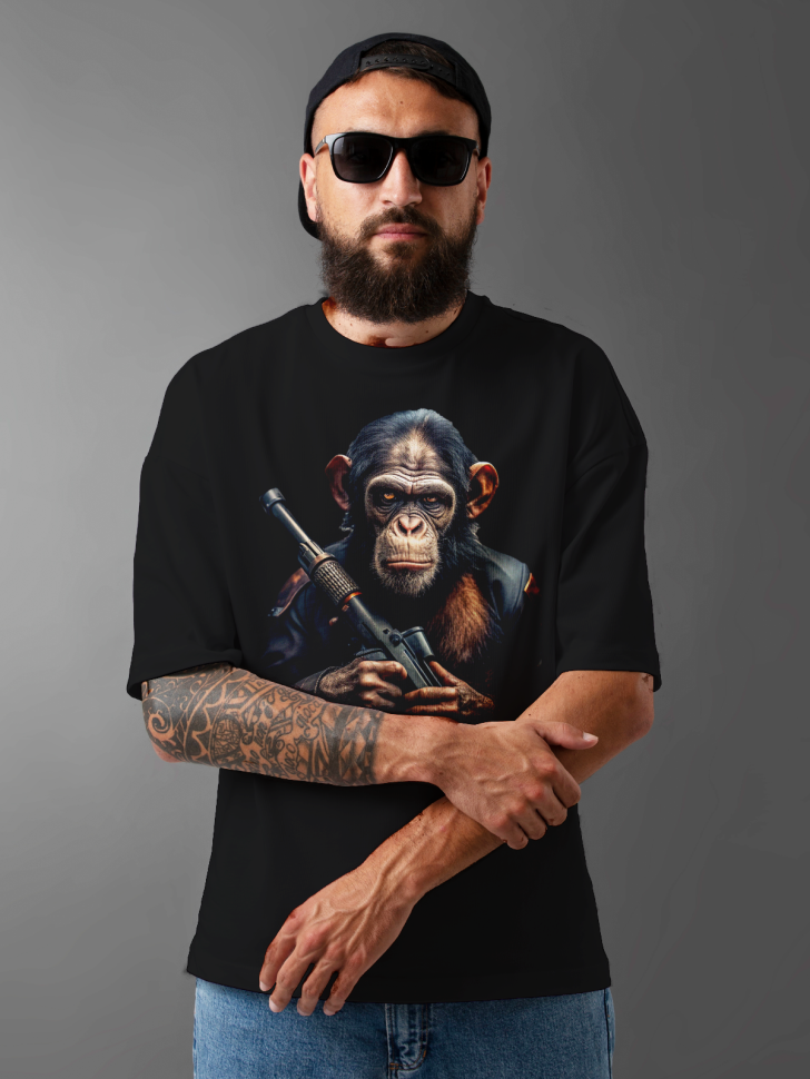 Футболка оверсайз мужская с принтом обезьяна