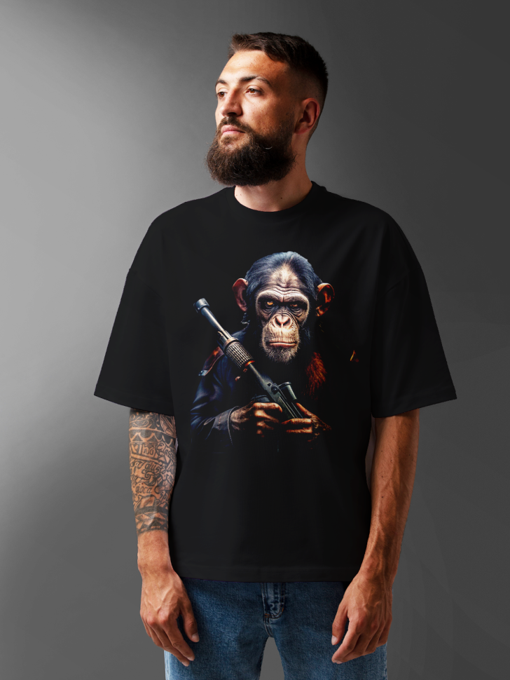Футболка оверсайз мужская с принтом обезьяна