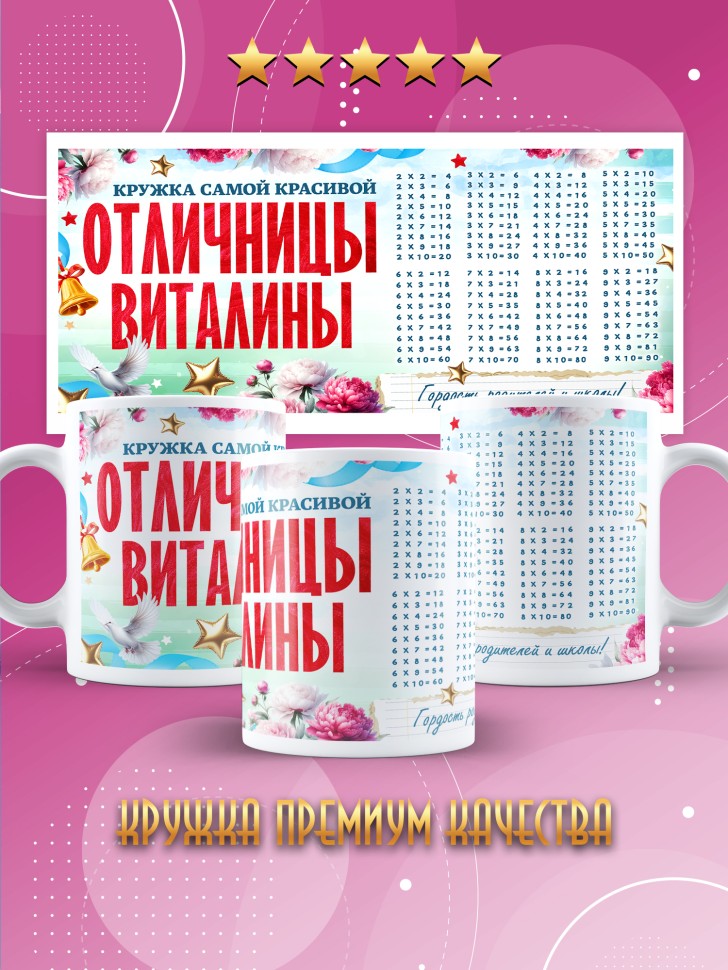 Кружка именная для школьницы Виталины
