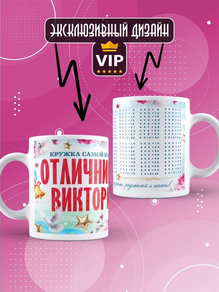 Кружка именная для школьницы Виктории