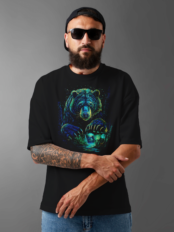 Футболка оверсайз мужская с принтом медведь 