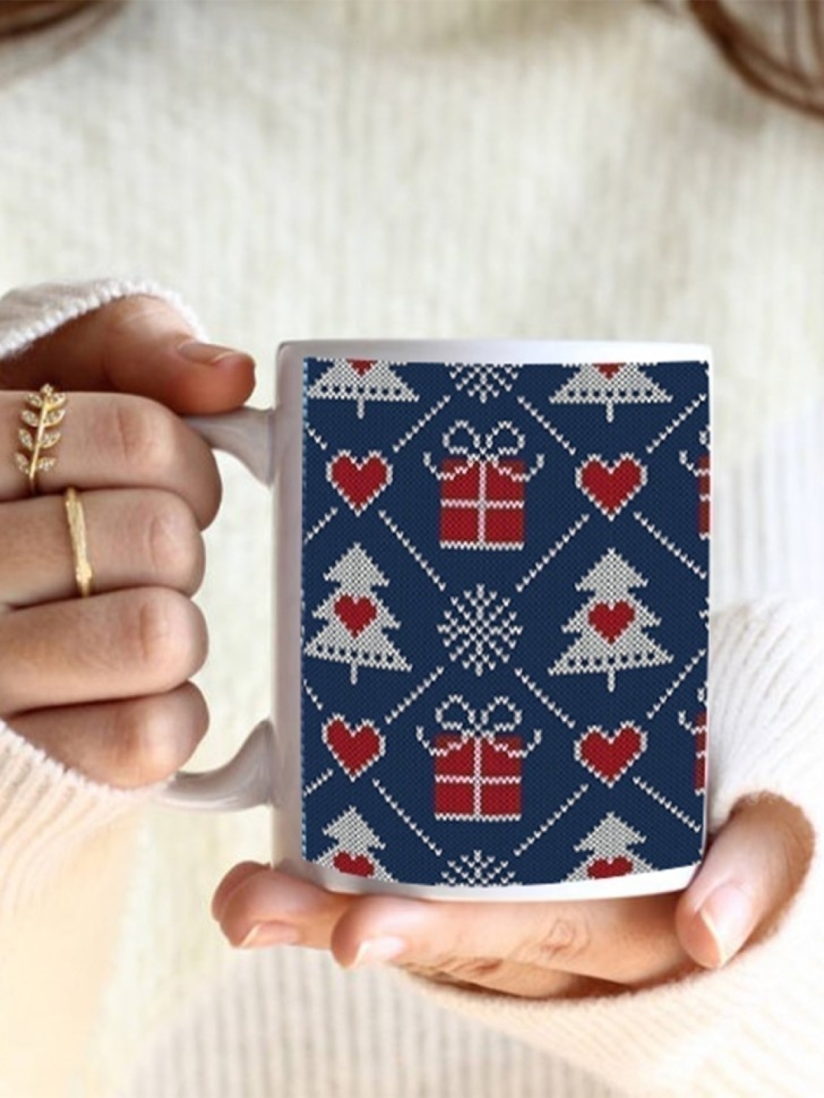 Кружка новогодняя подарочная елки