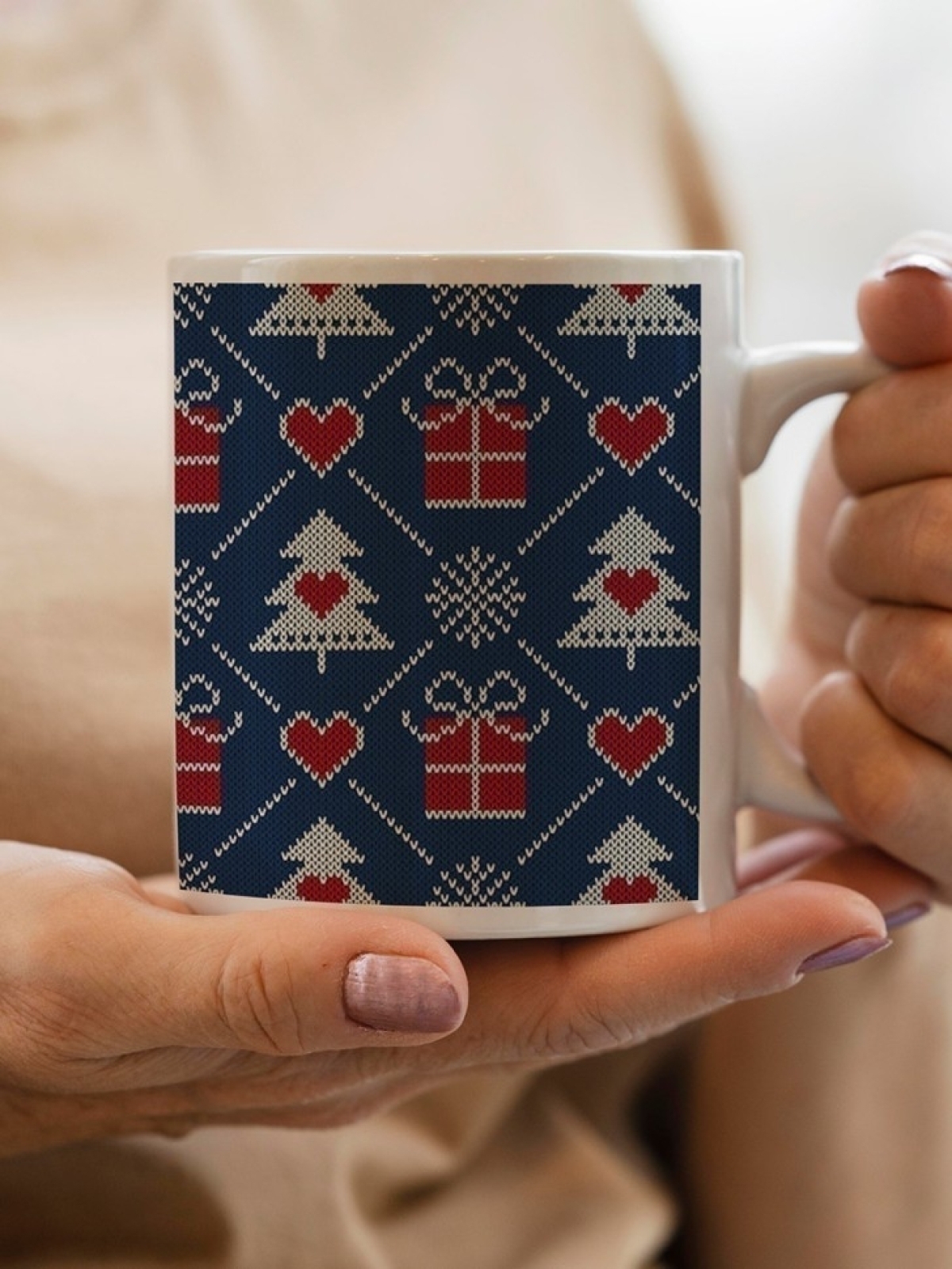 Кружка новогодняя подарочная елки