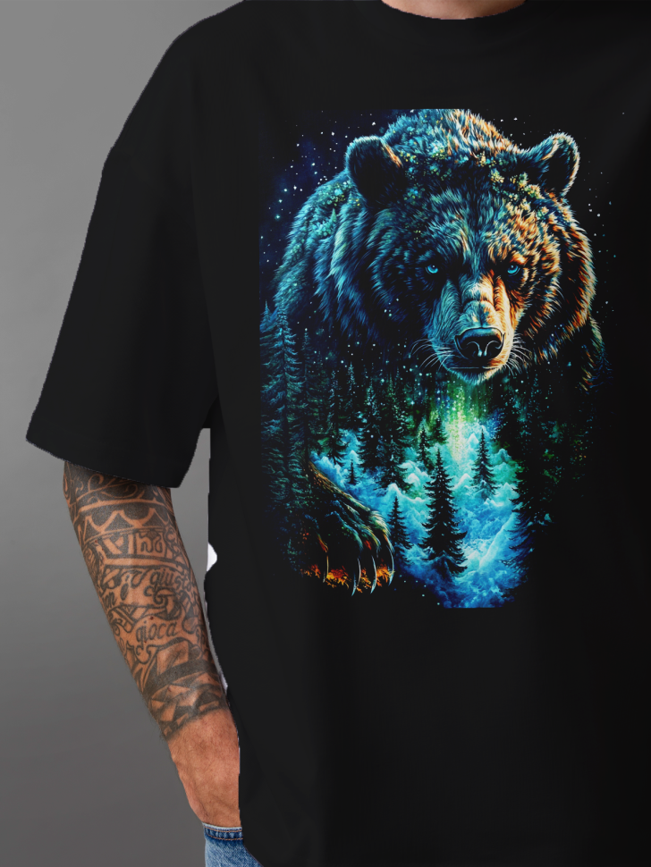 Футболка оверсайз мужская принт медведь 