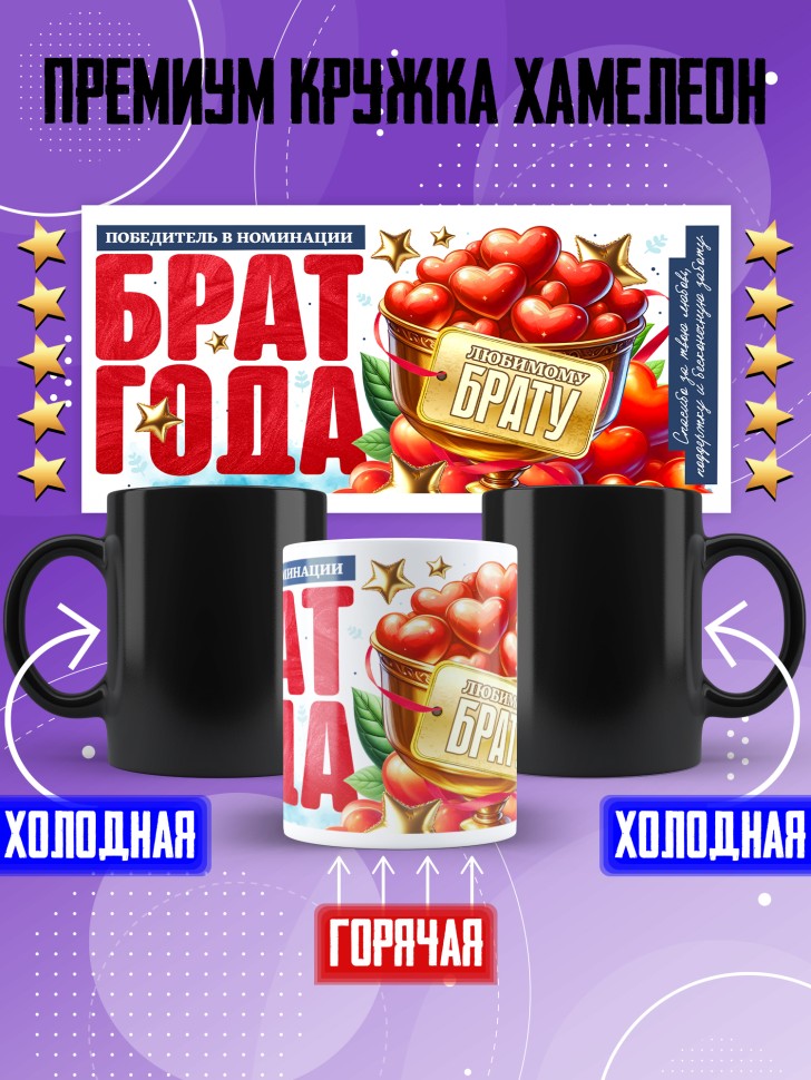 Кружка хамелеон с надписью любимому брату 