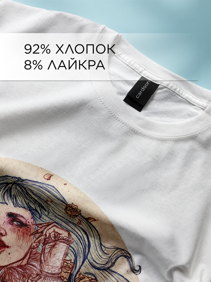 Футболка оверсайз универсальная с принтом Девушка рисунок Футболка оверсайз универсальная с принтом Девушка рисунок