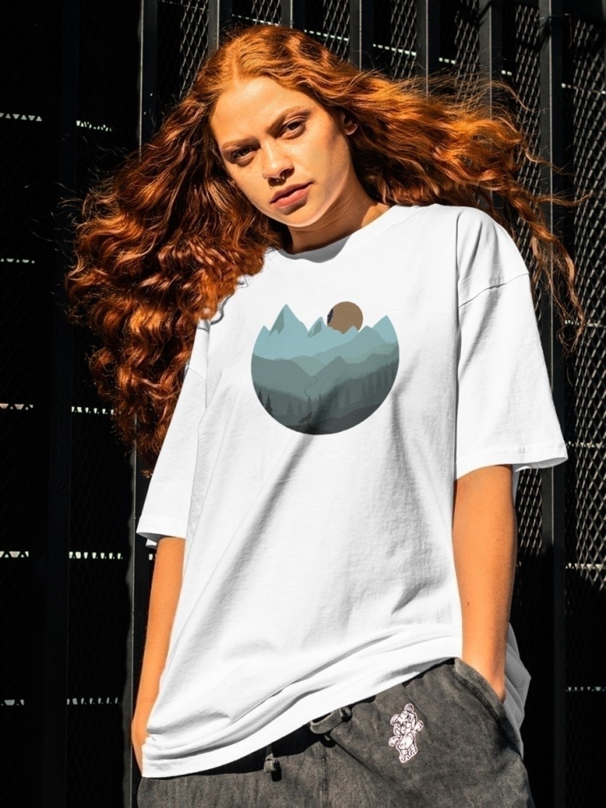 Футболка оверсайз принтом горы 3