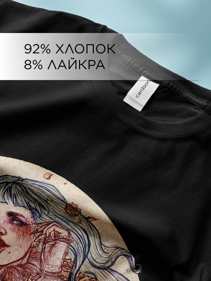 Футболка оверсайз универсальная с принтом Девушка Рисунок Футболка оверсайз универсальная с принтом Девушка Рисунок